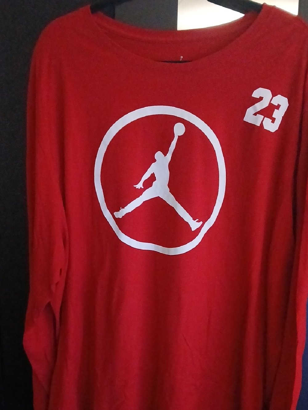 Jordan Red Long Sleeve Tee with White Jumpman Logo. New,never Worn,never Washed.